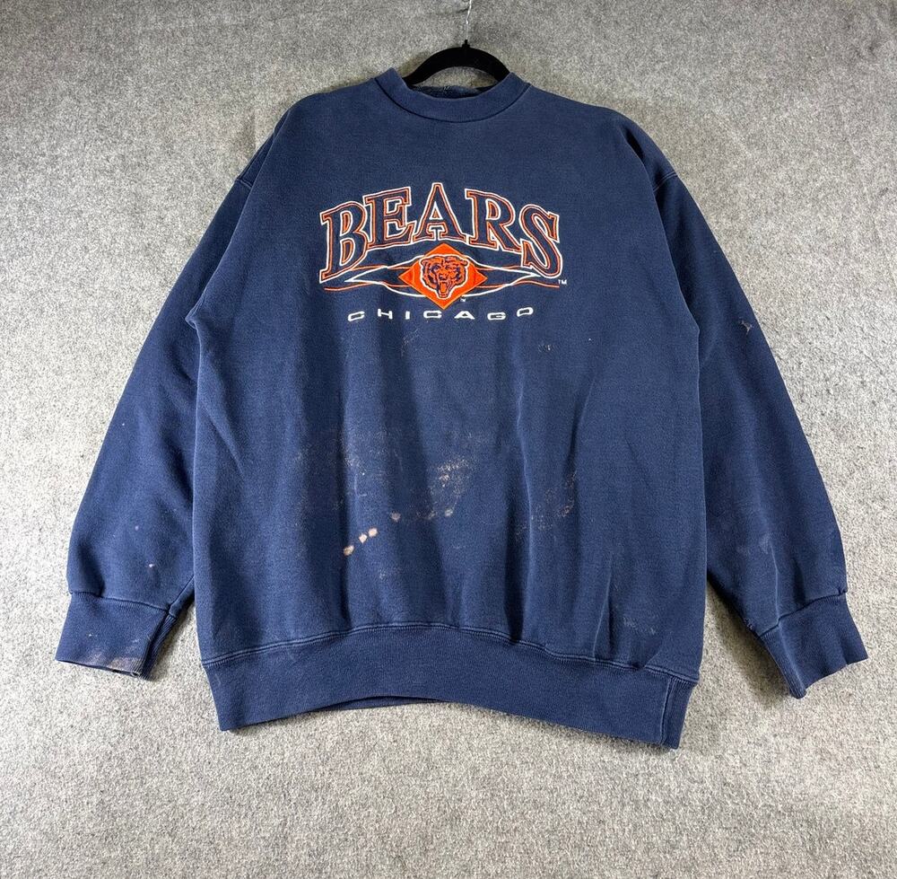 VINTAGE 90s Chicago Bears NFL Sweatshirt Mens Large Blue Crewneck Sportswear